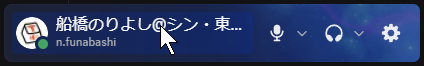ユーザーネームの表示例（左下の表示名の下に出る英数字）